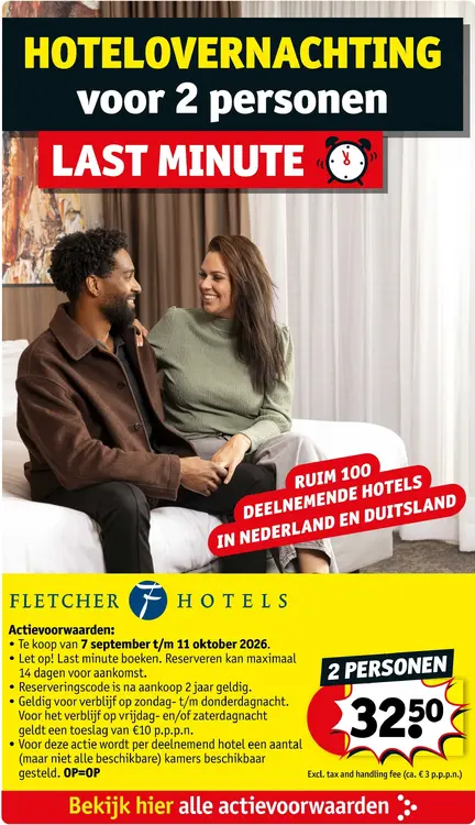 Aanbieding: Hotelovernachting voor 2 personen Last Minute