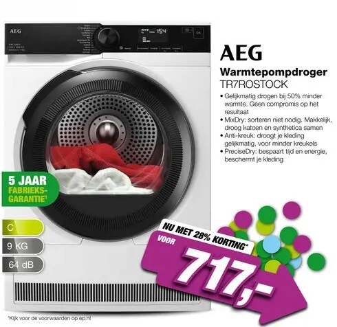 Aanbieding: AEG TR7ROSTOCK 7000 serie SensiDry Warmtepompdroger