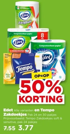 Aanbieding: Edet en Tempo Zakdoekjes