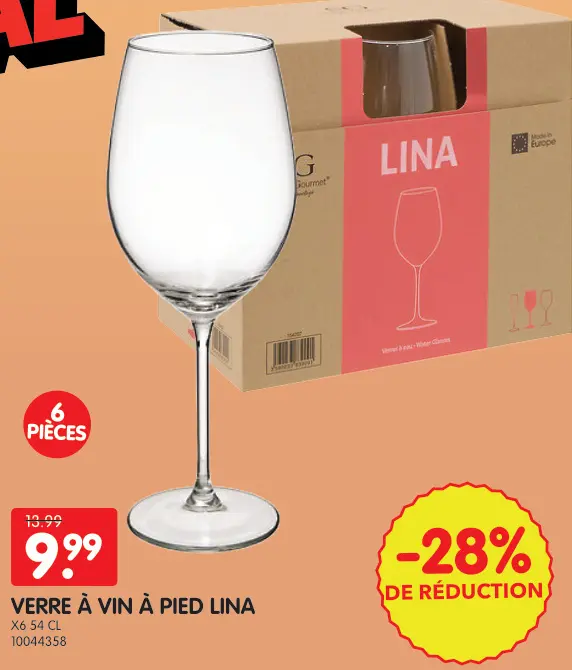 Offre: Verre à vin à pied Lina