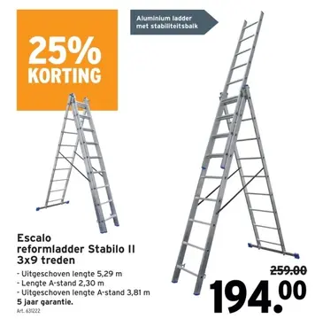 Aanbieding: Escalo reformladder Stabilo II 3x9 treden