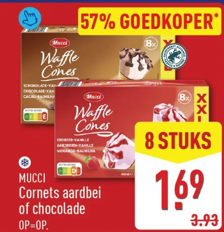 Aanbieding: Cornets aardbei of chocolade
