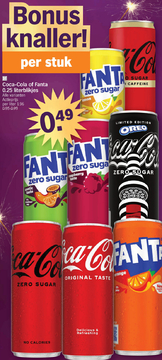 Aanbieding: Coca-Cola of Fanta 0.25 literblikjes