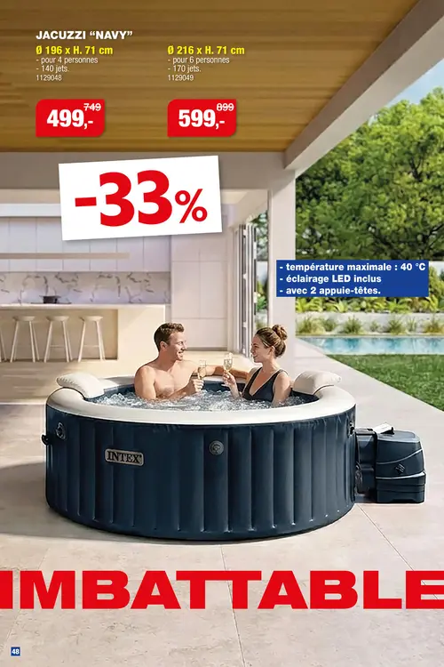 Offre: Intex Spa gonflable bulles 216x71 cm 6 personnes