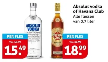 Aanbieding: Absolut vodka of Havana Club