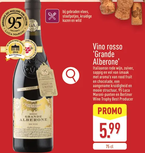 Promotie: Vino Rosso Grande Alberone