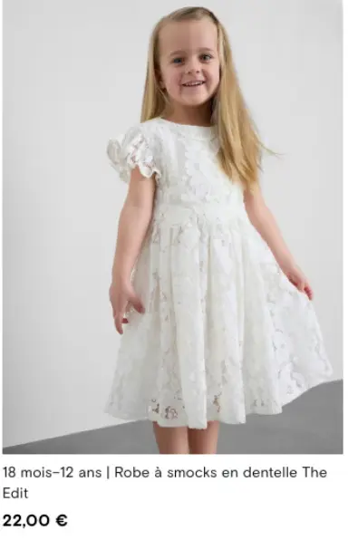 Offre: Robe à smocks en dentelle