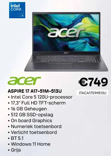 Promotie: Aspire 17 a17-51m-513u