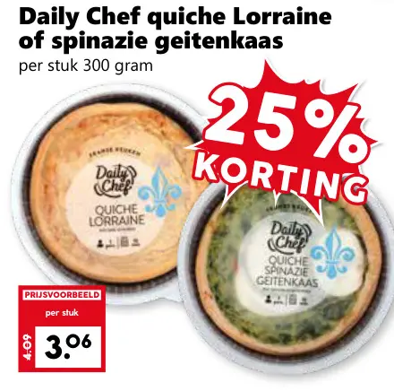 Aanbieding: quiche Lorraine of spinazie geitenkaas