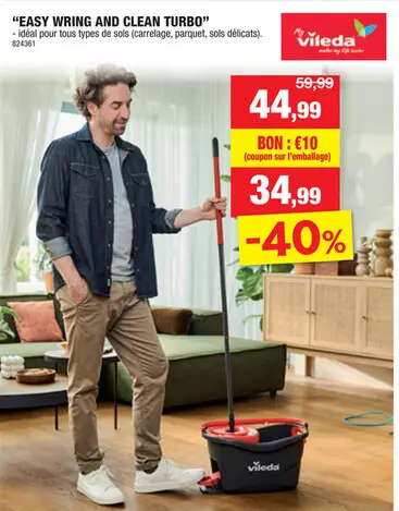 Offre: Vileda Easy Wring & Clean Turbo avec 2 recharges