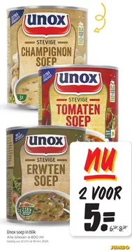 Aanbieding: Unox soep in blik