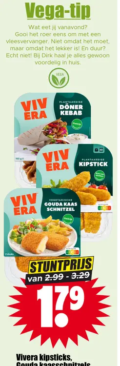 Aanbieding: Vivera kipsticks, Gouda kaasschnitzels
