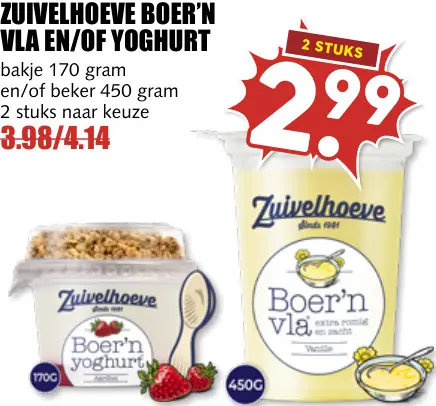 Aanbieding: Boer'n vla en/of yoghurt
