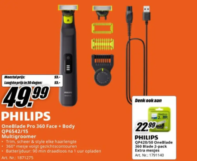 Aanbieding: OneBlade Pro 360 Face + Body QP6542/15 Multig