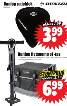 Aanbieding: Dunlop zadeldek of fietspomp of -tas
