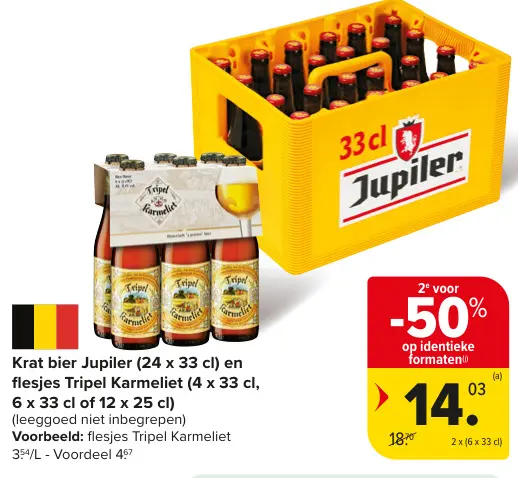 Promotie: Bier Jupiler en flesjes Tripel Karmeliet