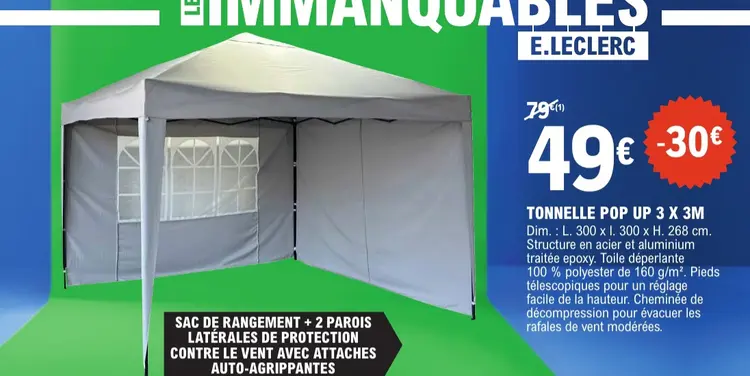 Offre: Tonnelle pop up 3 x 3m