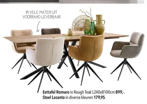 Aanbieding: Eettafel Romaro, Stoel Lasanto