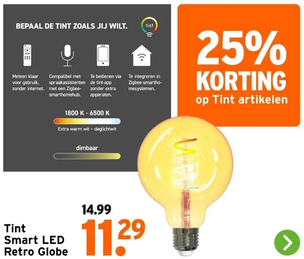 Aanbieding: Tint Smart LED Retro Globe