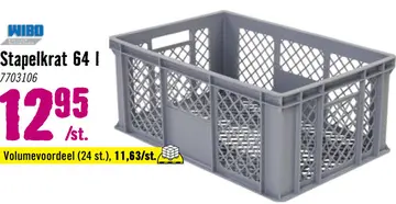 Aanbieding: WIBO Opbergkrat 60x32x40 cm grijs 64 liter