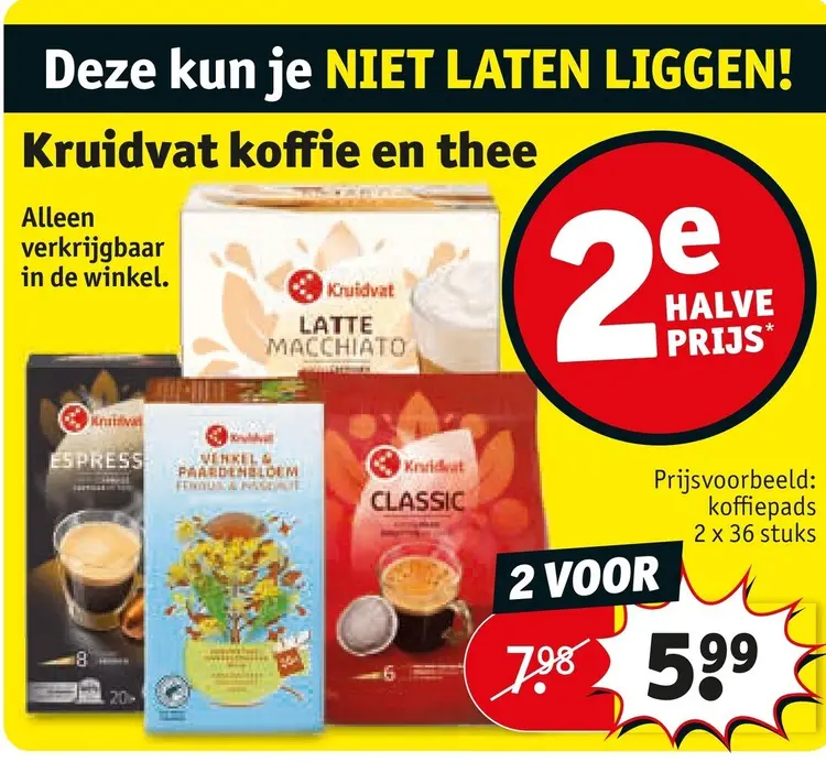 Aanbieding: Kruidvat koffie en thee