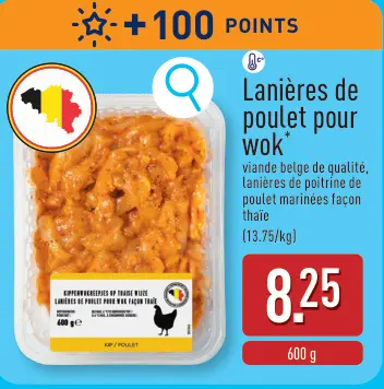 Offre: Lanières de poulet pour wok