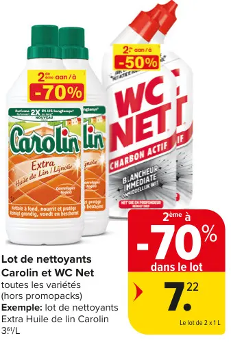 Offre: Lot de nettoyants Carolin et WC Net