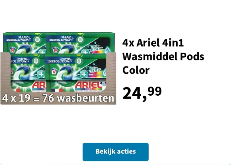 Promotie: Ariel 4in1 Wasmiddel Pods Color