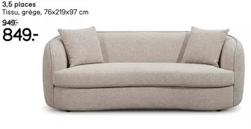 Offre: Canapé Enzio 3,5 places - grège