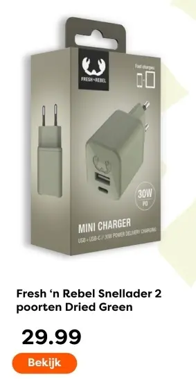 Aanbieding: Fresh 'n Rebel Snellader 2 poorten Dried Gree