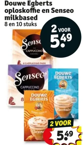 Aanbieding: oploskoffie en Senseo milkbased