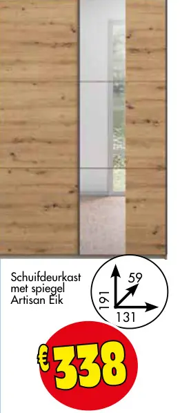Promotie: Schuifdeurkast met spiegel