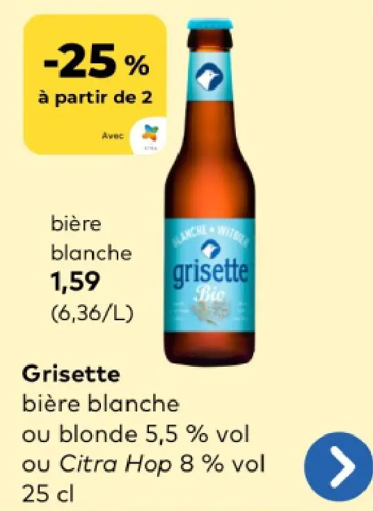 Offre: Grisette bière blanche