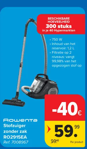Promotie: Stofzuiger zonder zak RO2915EA