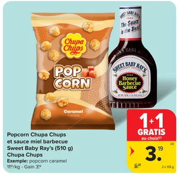 Offre: Popcorn Chupa Chups et sauce miel barbecue Sweet Baby Ray's Chupa Chups