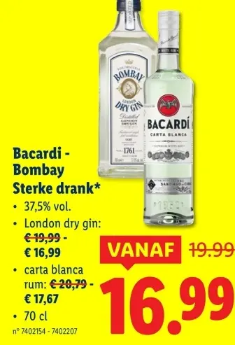 Aanbieding: Bacardi - Bombay Sterke drank