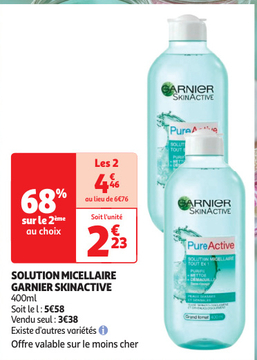 Aanbieding: SOLUTION MICELLAIRE GARNIER SKINACTIVE