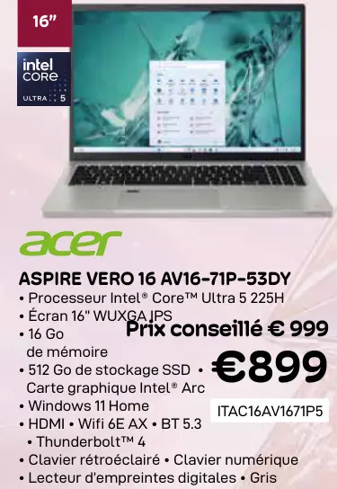 Offre: Aspire vero 16 av16-71p-53dy