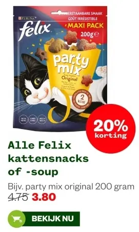 Aanbieding: Alle Felix kattensnacks of -soup