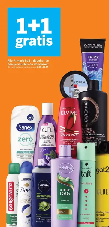 Aanbieding: Alle A-merk bad-, douche- en haarproducten en deodorant