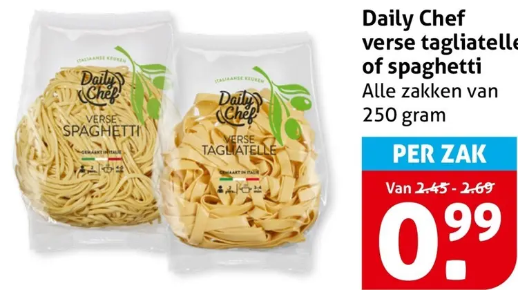 Aanbieding: Verse tagliatelle of spaghetti