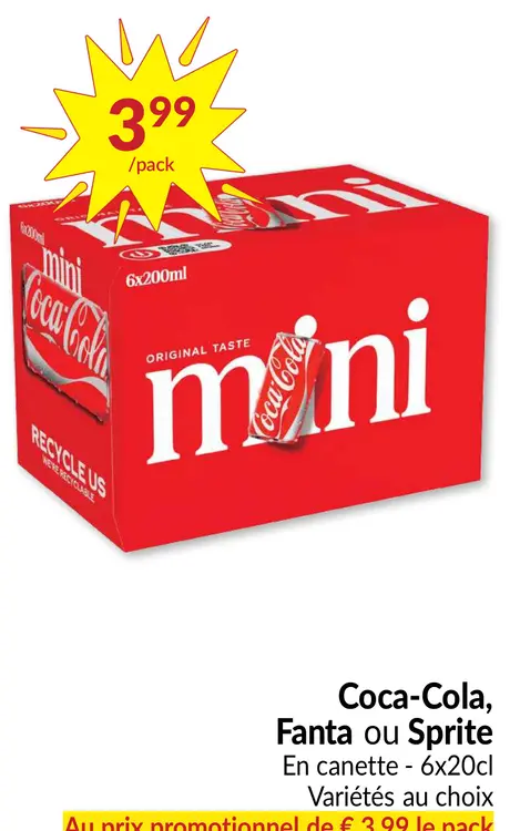 Offre: Coca-Cola, Fanta ou Sprite