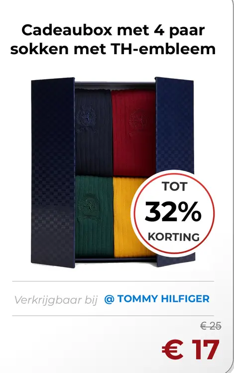 Aanbieding: Cadeaubox met 4 paar sokken met TH-embleem