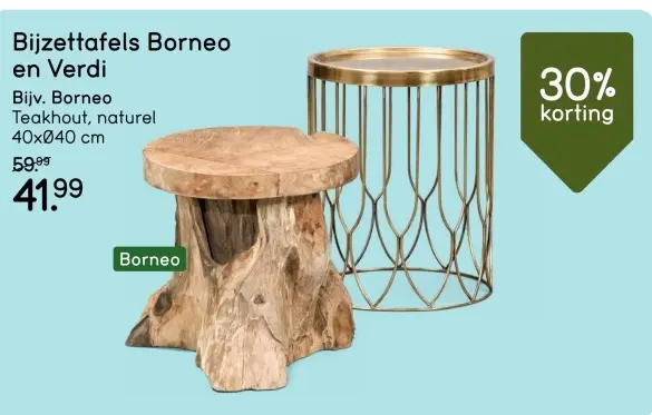 Aanbieding: Bijzettafels Borneo en Verdi
