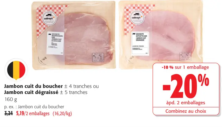 Offre: Jambon cuit du boucher ou Jambon cuit dégraissé
