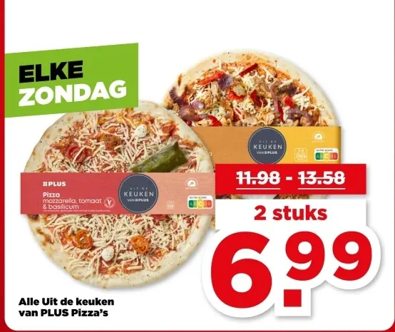 Aanbieding: Pizza mozzarella, tomaat & basilicum