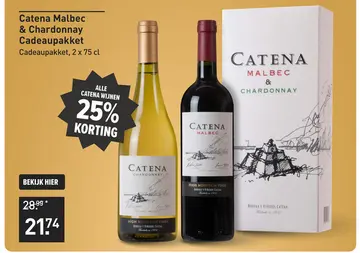 Aanbieding: Catena Malbec & Chardonnay Cadeaupakket 2X75CL Wijn