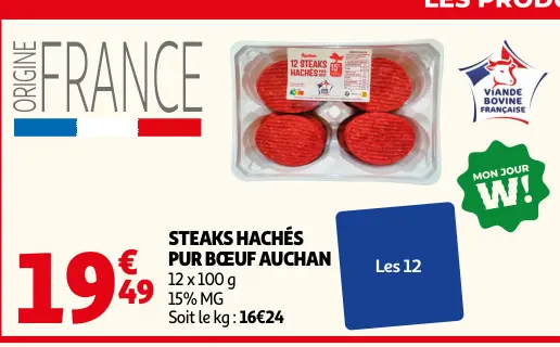 Offre: Steaks hachés pur bœuf