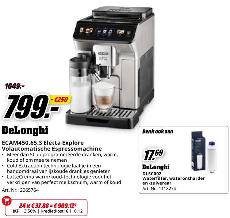 Promotie: ECAM450.65.S Eletta Explore Volautomatische Espressomachine