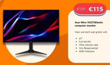 Aanbieding: Acer Nitro VG273Ebmiix computer monitor